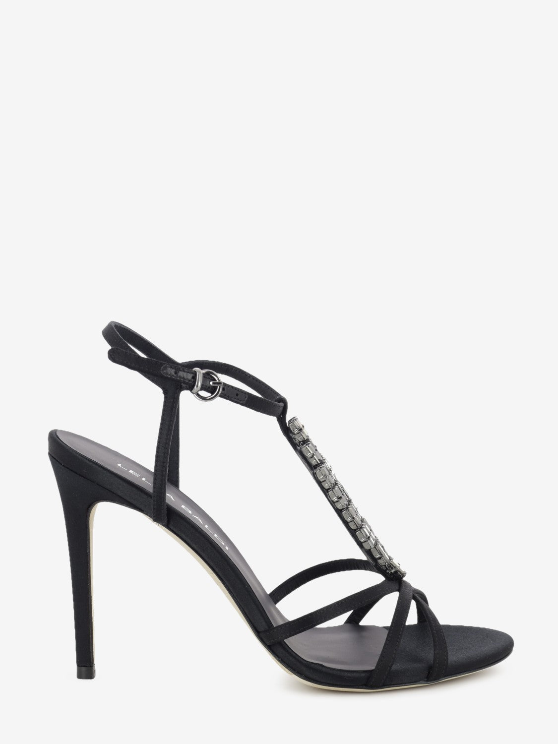 Black jewel satin sandals