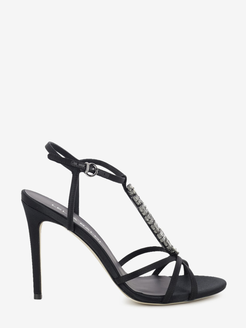 Black jewel satin sandals