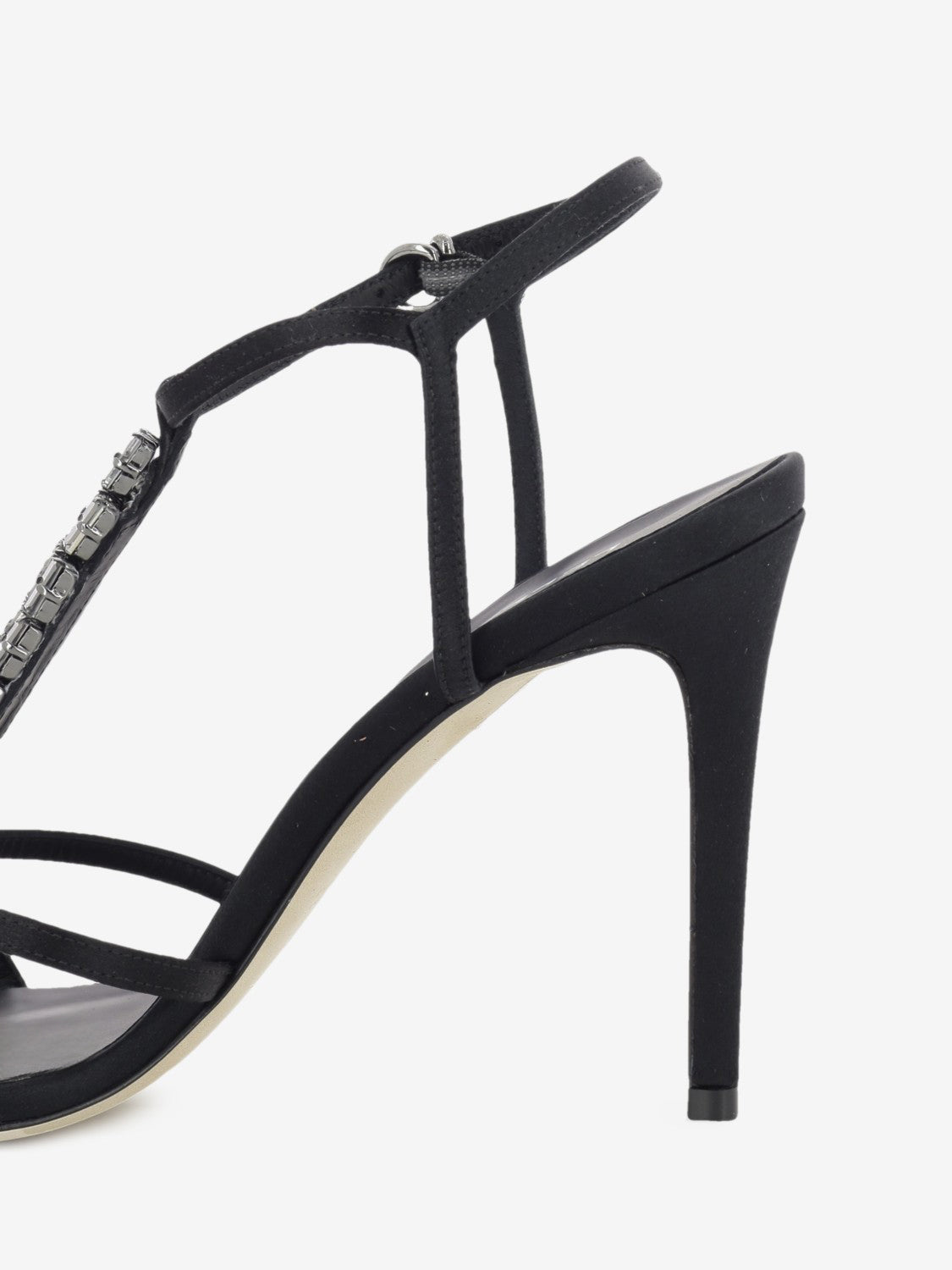 Black jewel satin sandals