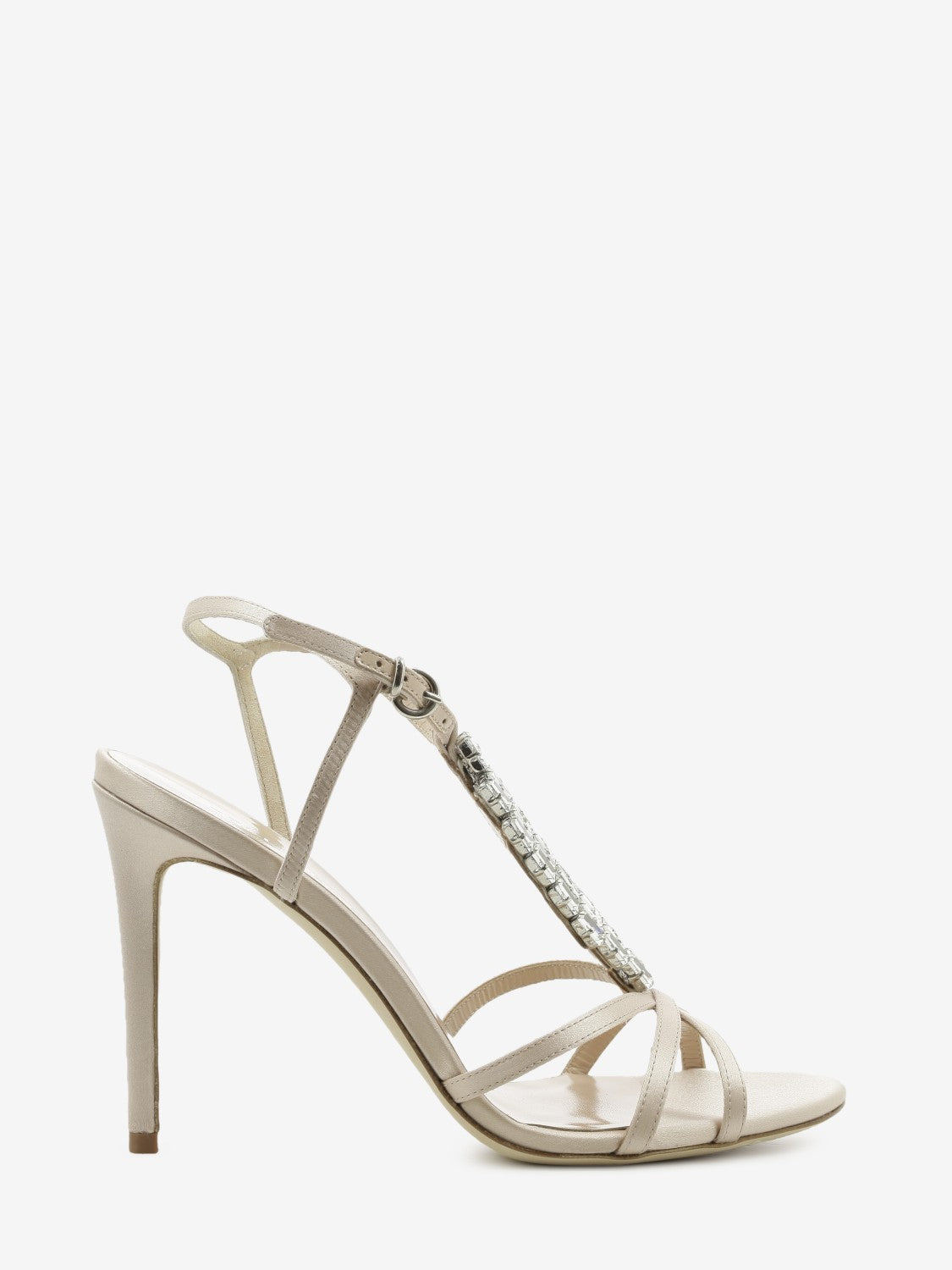 Sandali in raso con gioiello nude