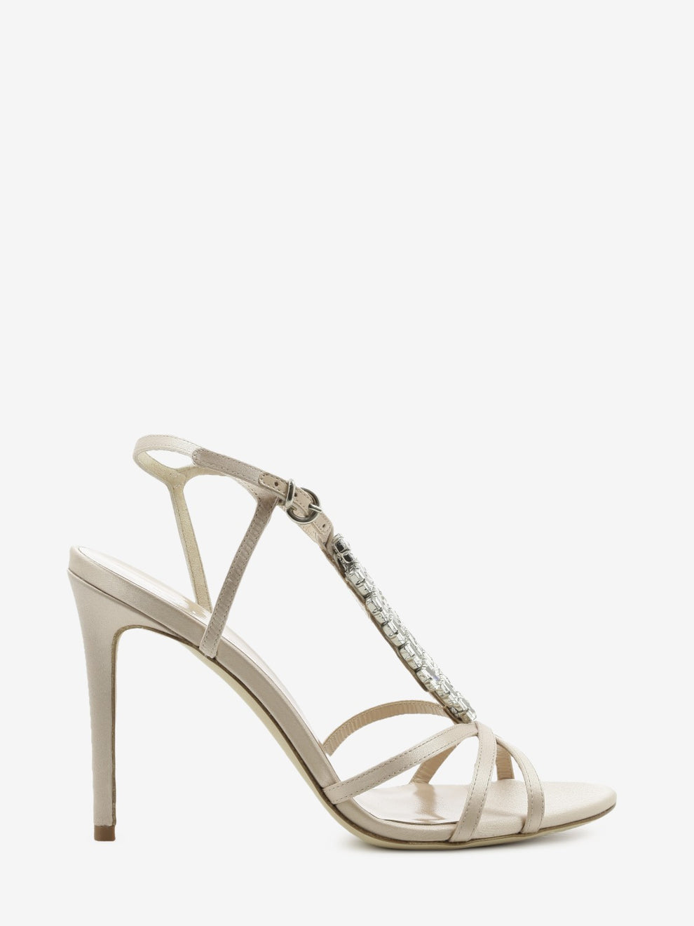 Sandali in raso con gioiello nude