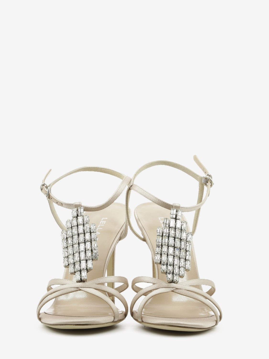 Sandali in raso con gioiello nude