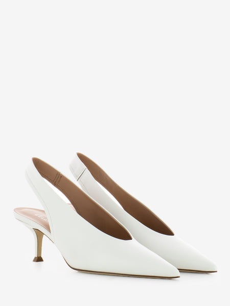 Slingback accollata in nappa bianca