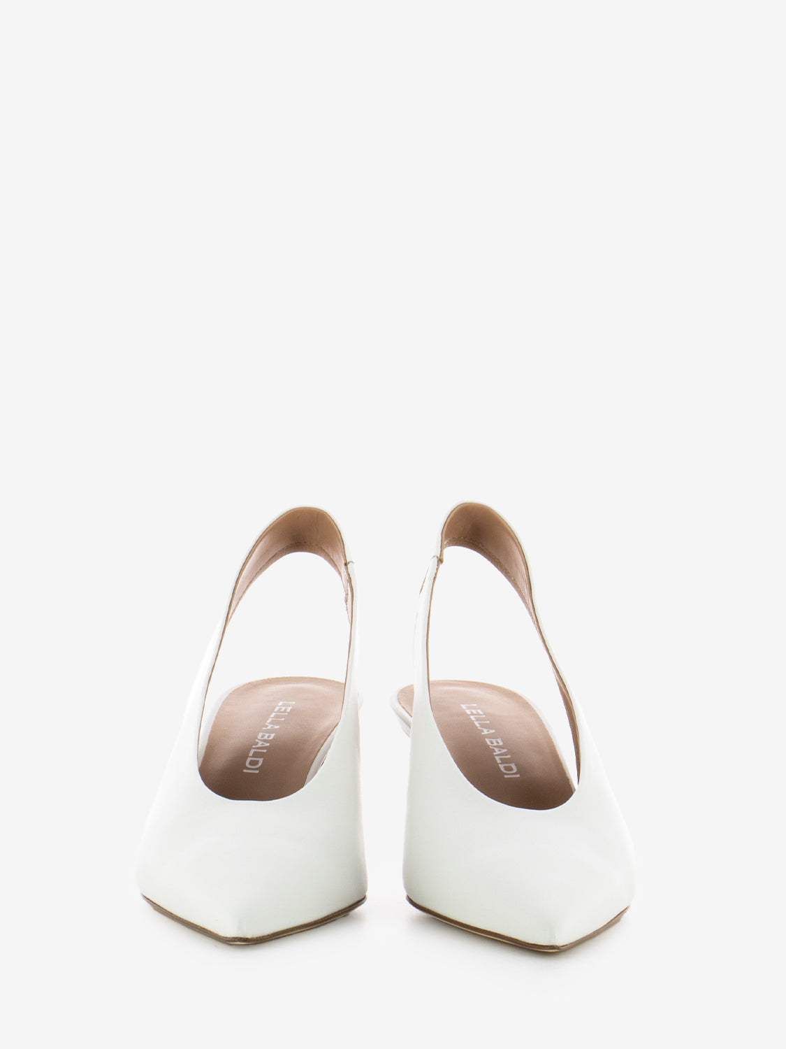 Slingback accollata in nappa bianca