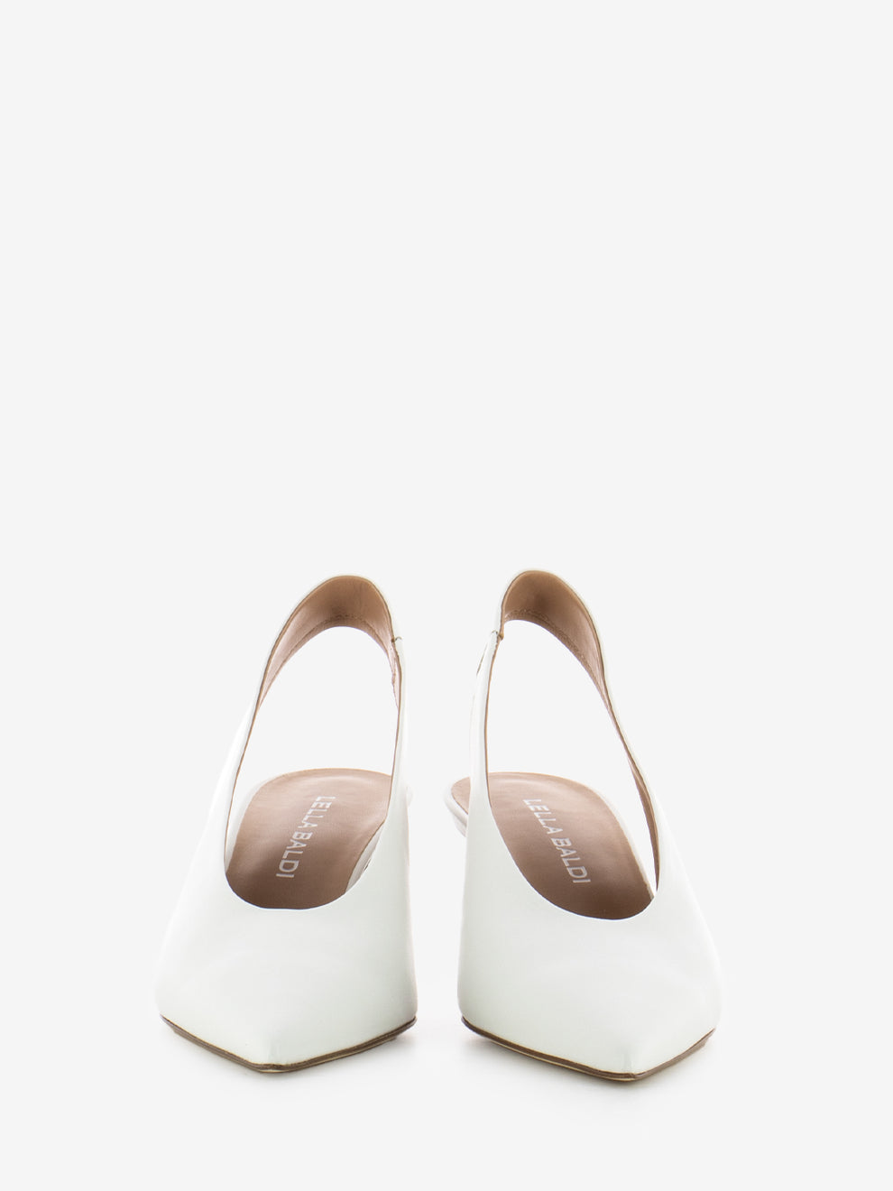 Slingback accollata in nappa bianca