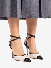 LELLA BALDI - Slingback con cinturino nero / bianco