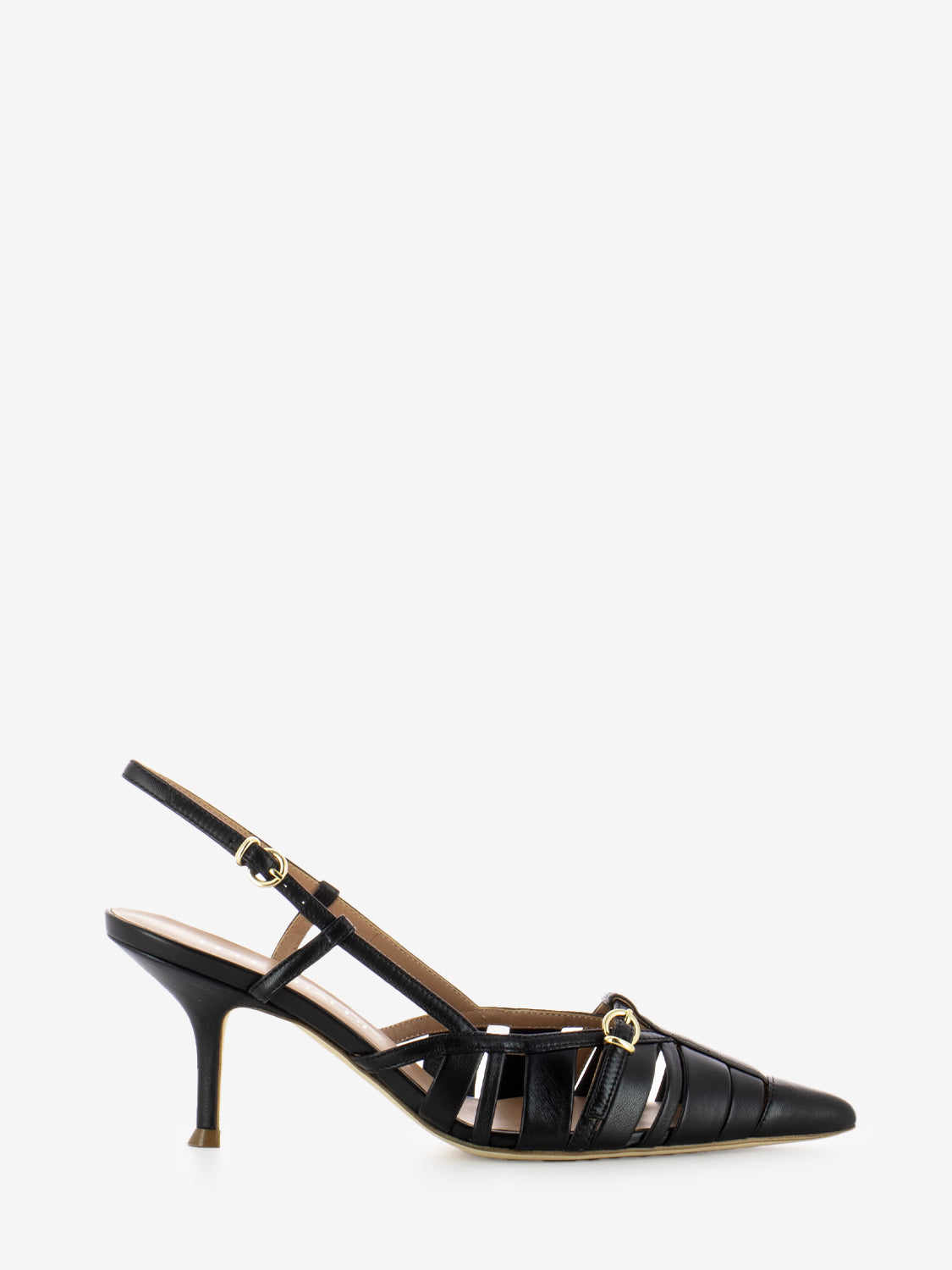 Slingback con fibbie in nappa nera