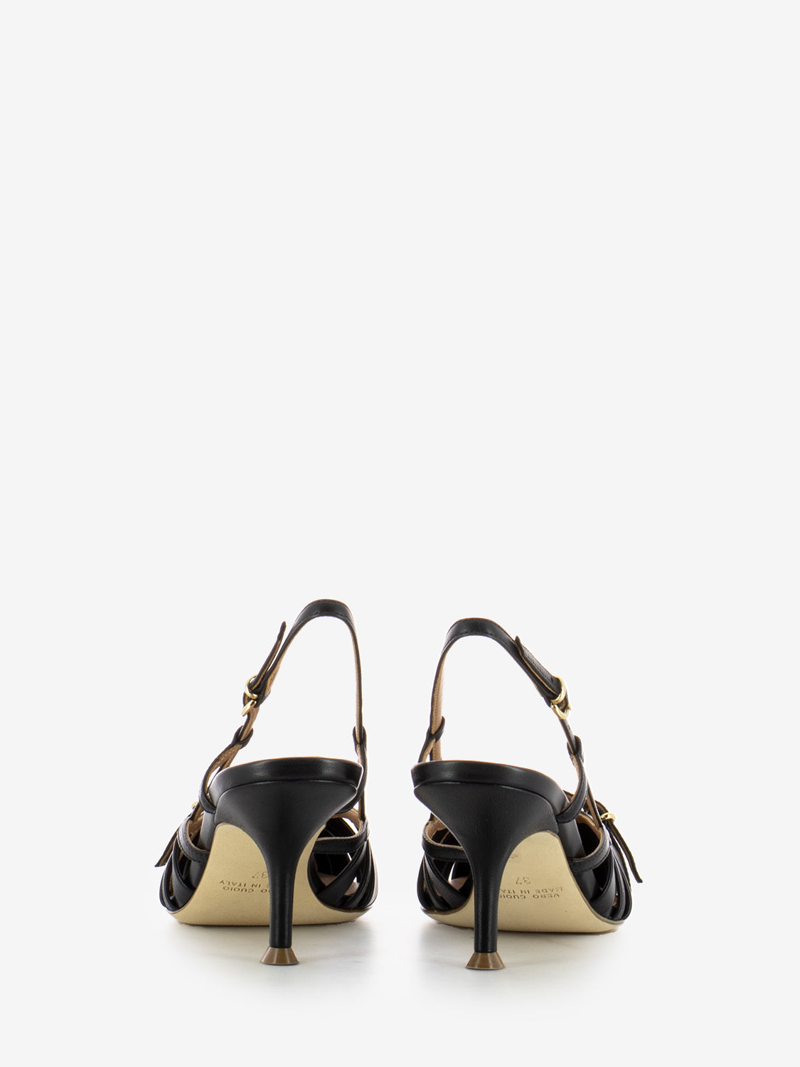 Slingback con fibbie in nappa nera