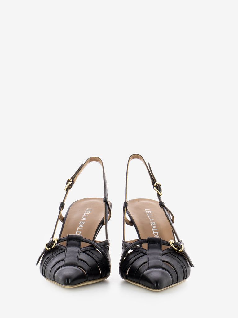 LELLA BALDI - Slingback con fibbie in nappa nera