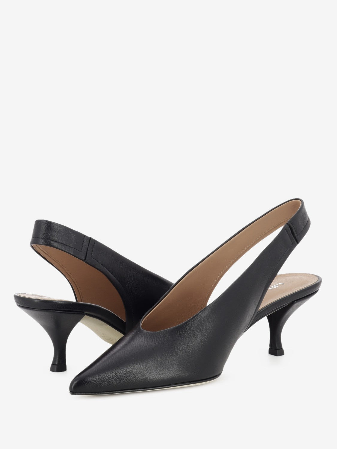 Slingback in pelle nero