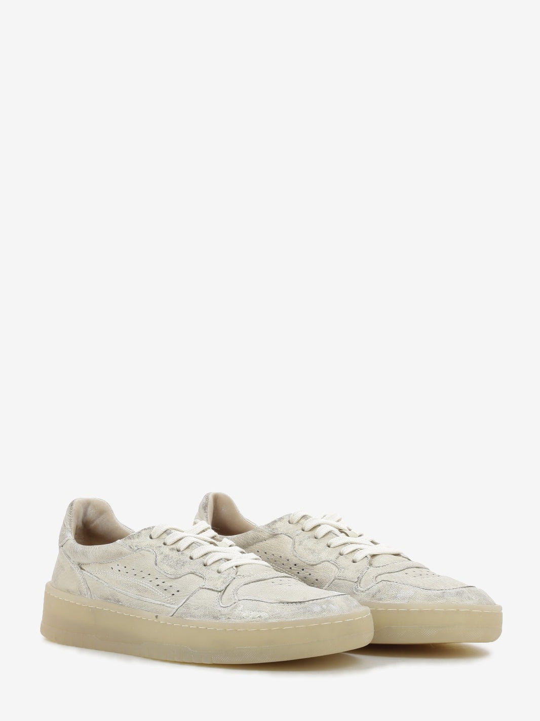 Sneakers in pelle laminata platino