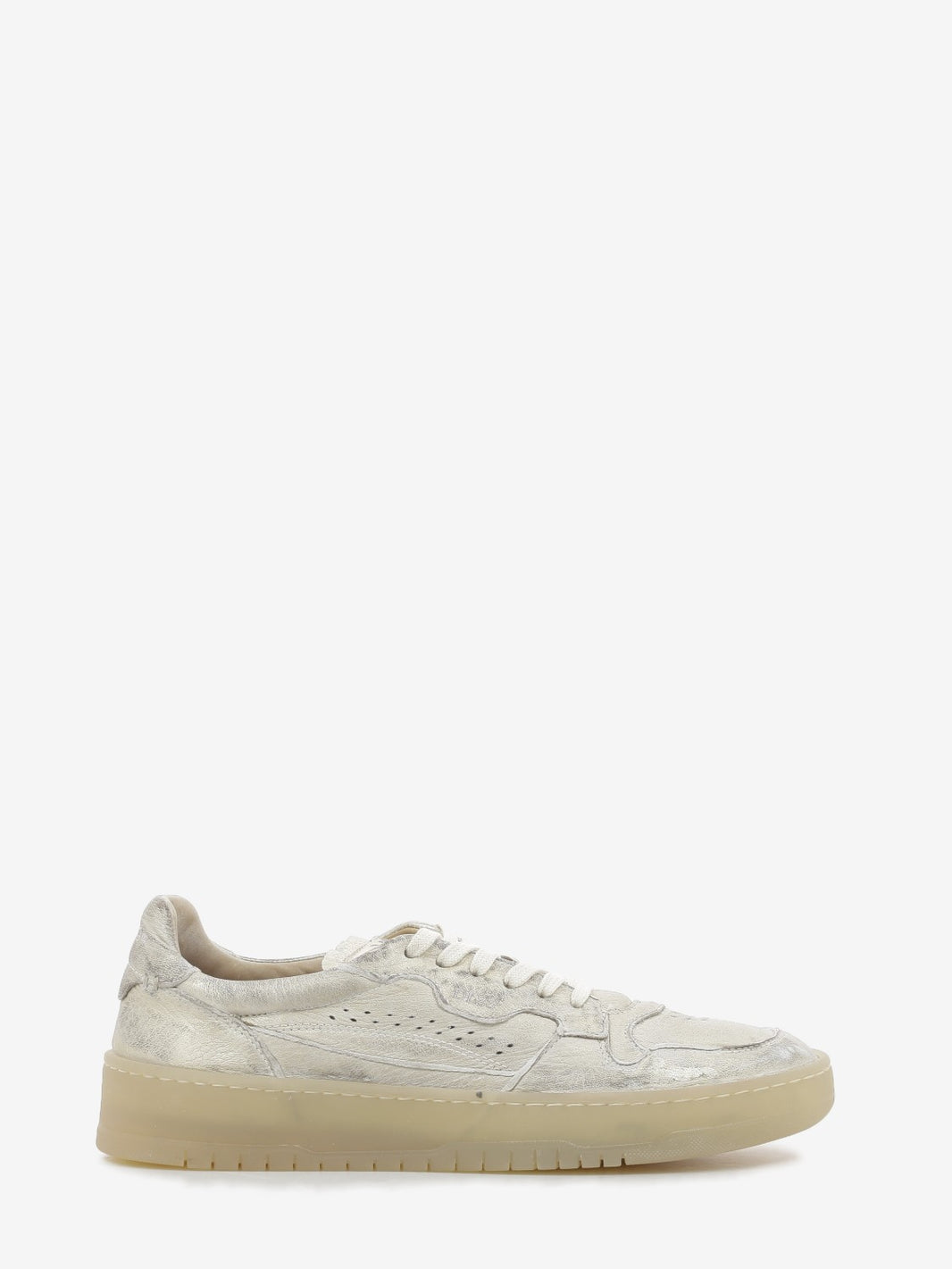 Sneakers in pelle laminata platino