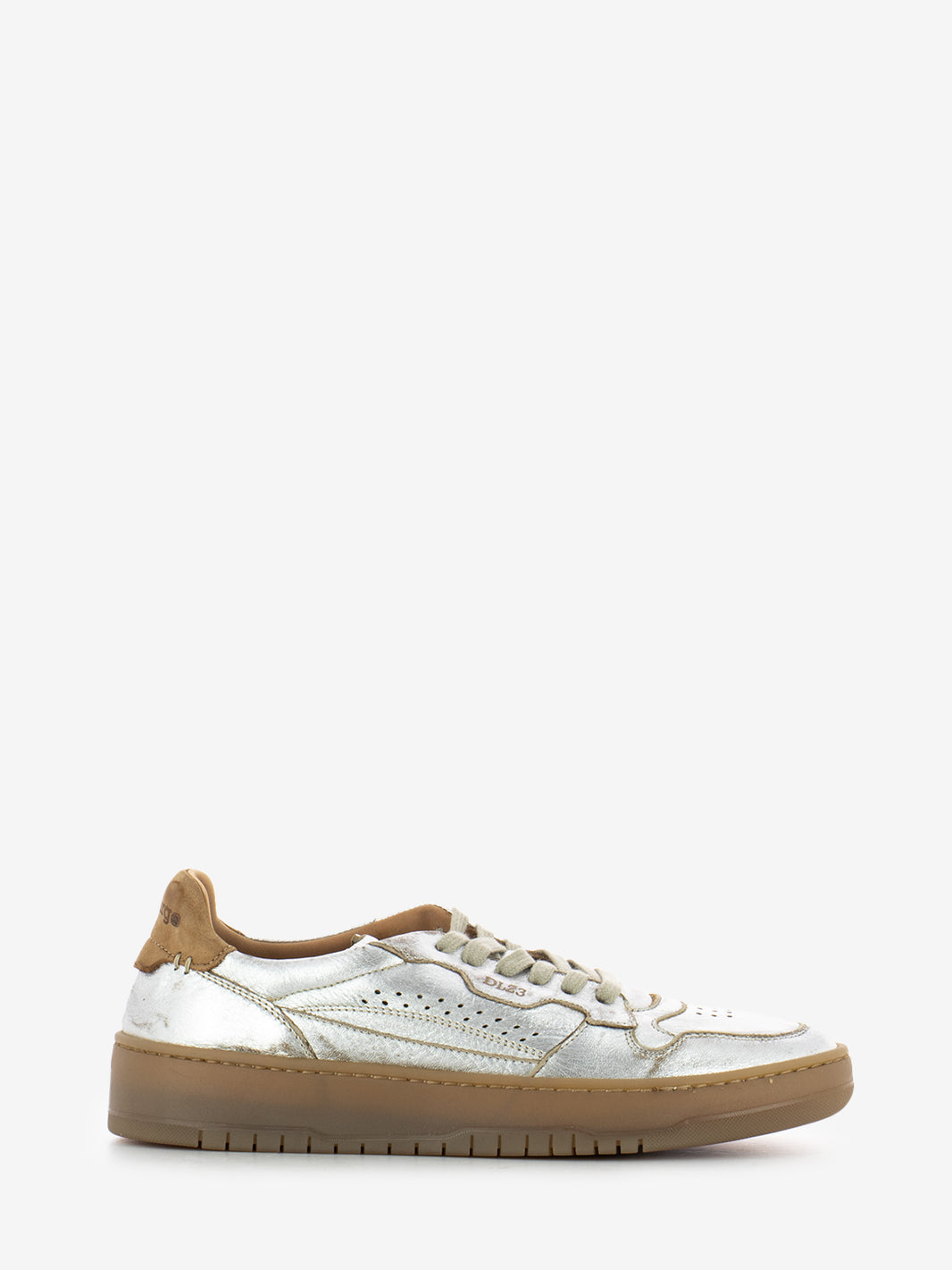 Silver laminated leather sneakers