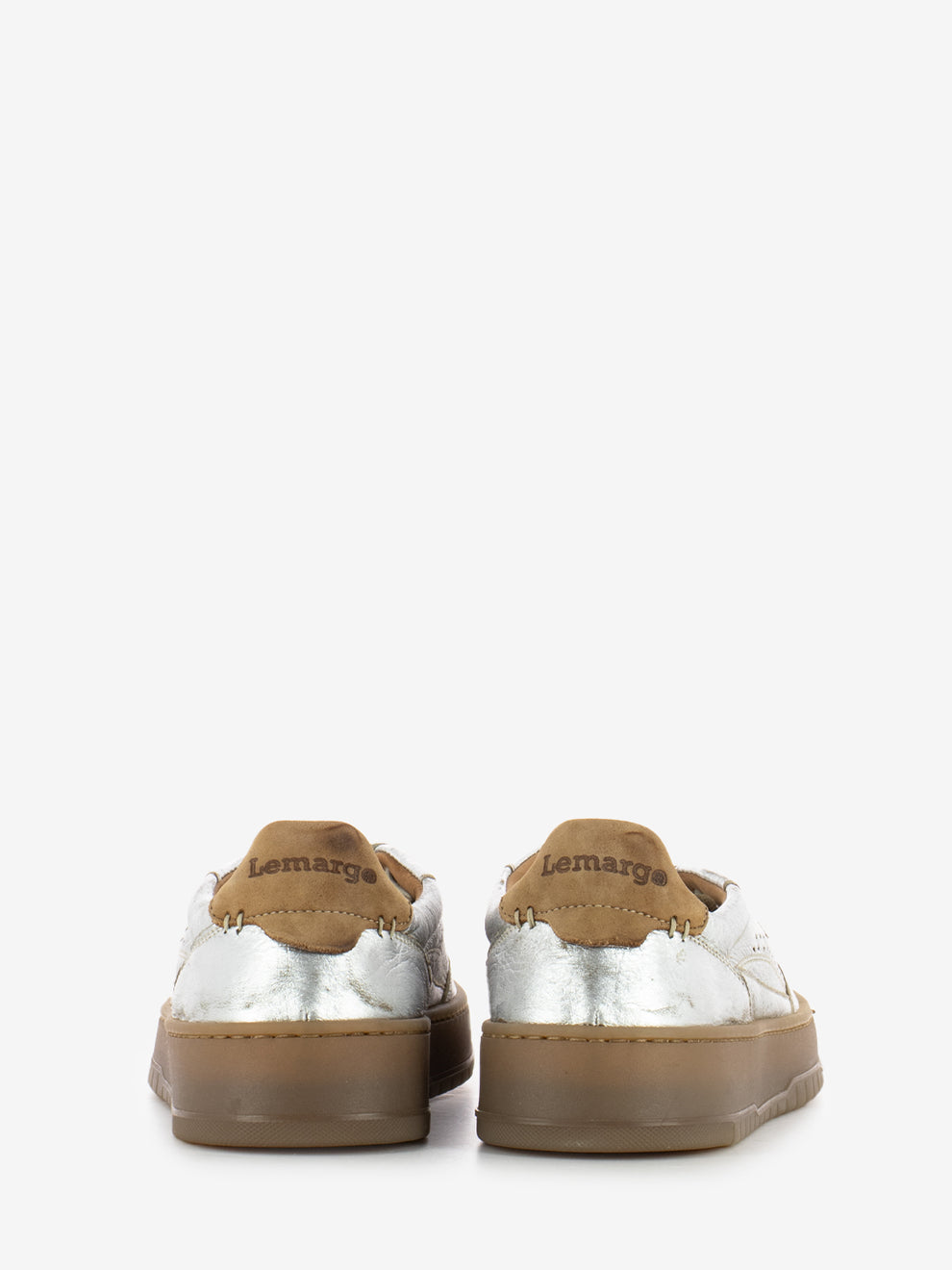 Sneakers in pelle laminata argento