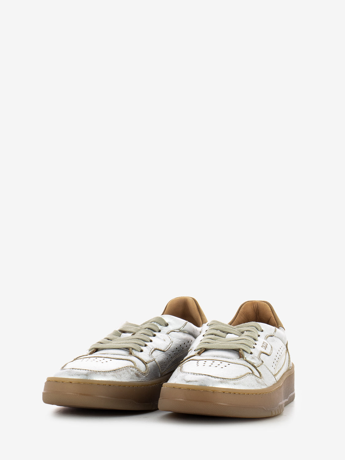Sneakers in pelle laminata argento