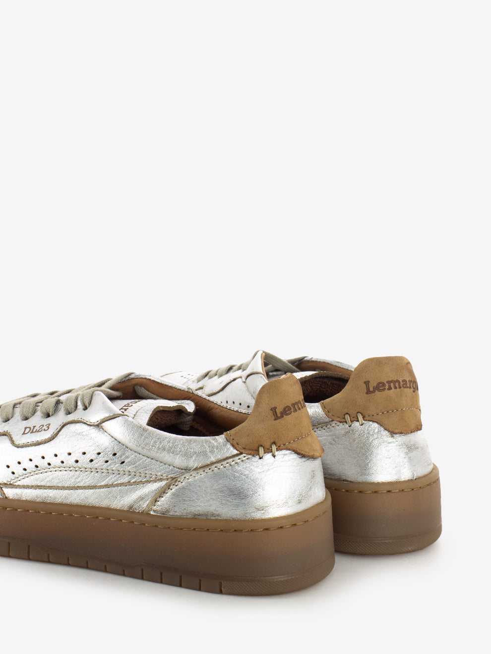 Sneakers in pelle laminata argento