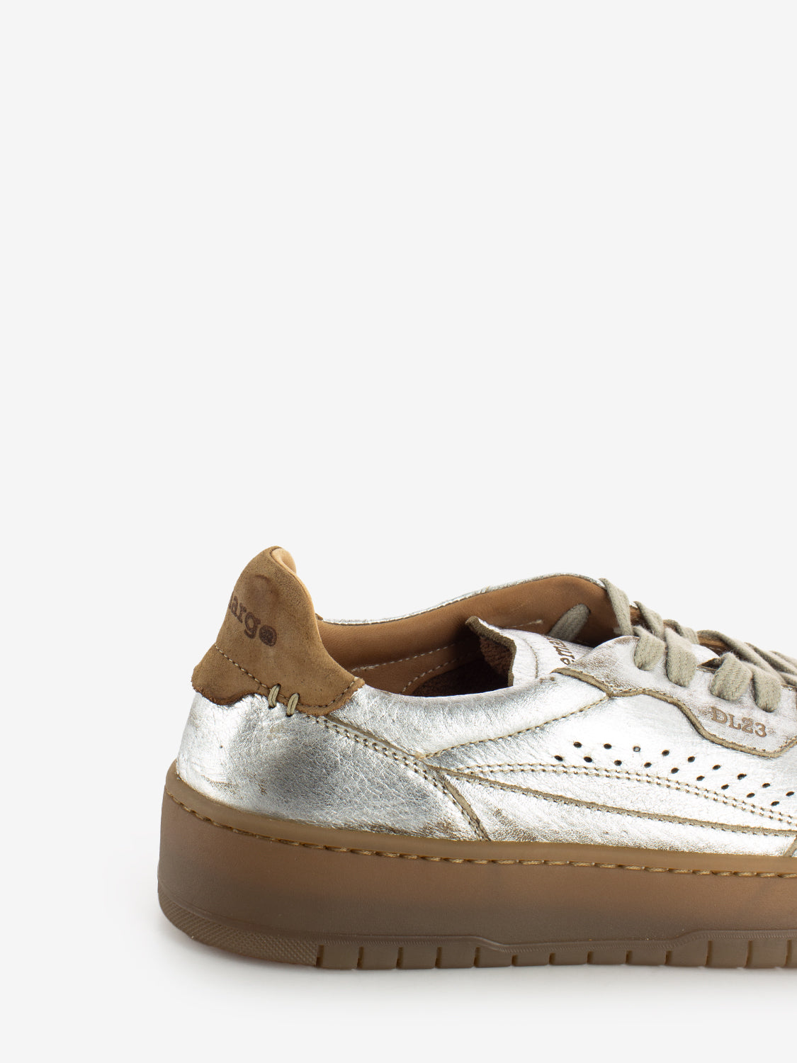 Sneakers in pelle laminata argento