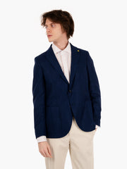 ALESSANDRO GILLES - Blazer monopetto microfantasia navy