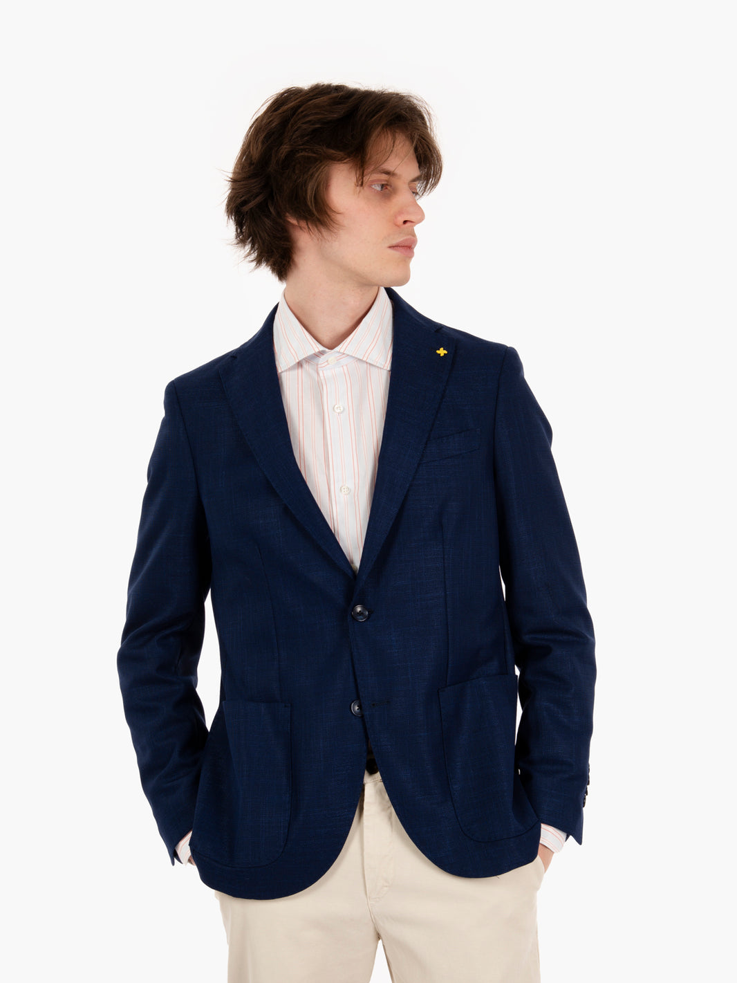 Blazer monopetto microfantasia navy