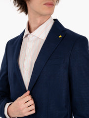 ALESSANDRO GILLES - Blazer monopetto microfantasia navy