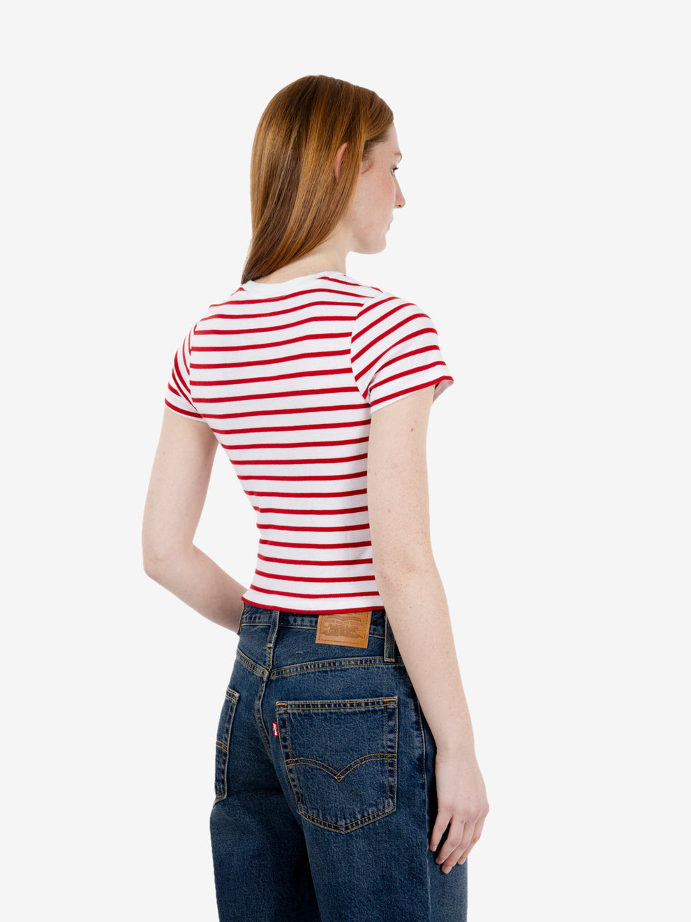 Essential sporty tee Emily stripe white / red