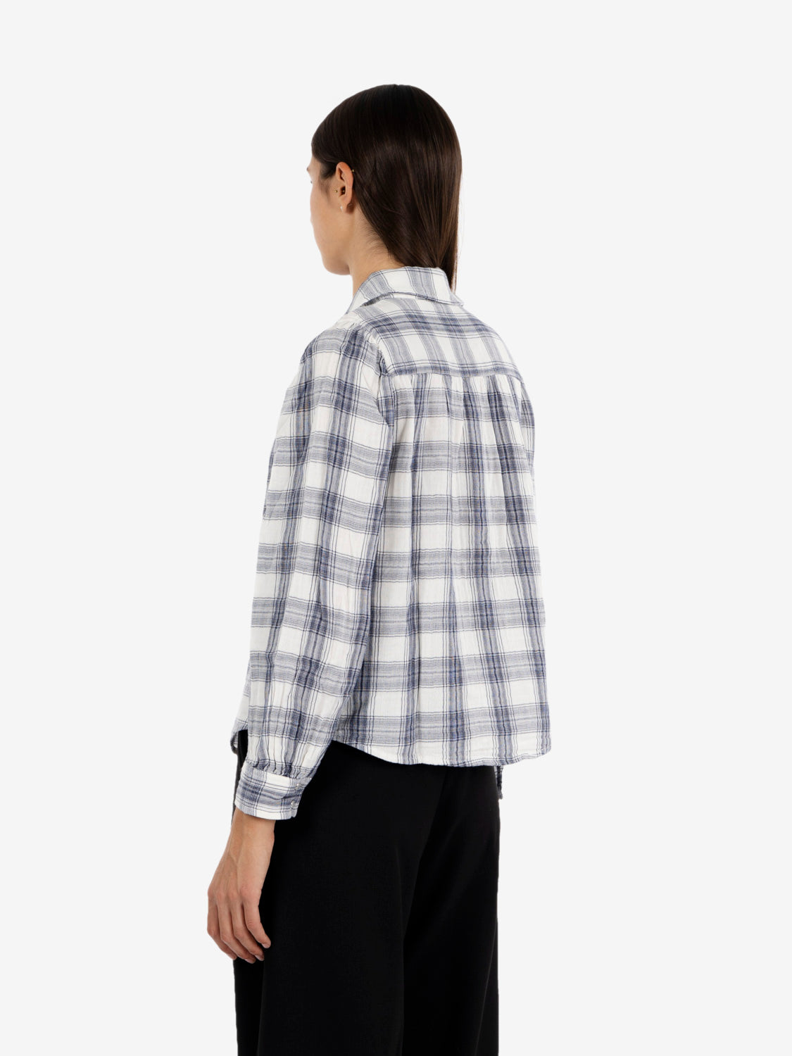 Juna western shirt plaid peacot blue