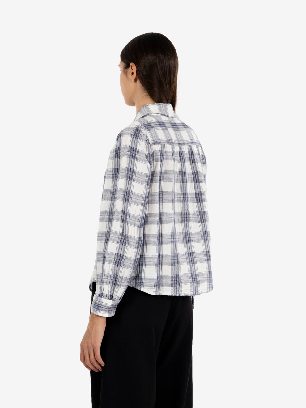 Juna western shirt plaid peacot blue
