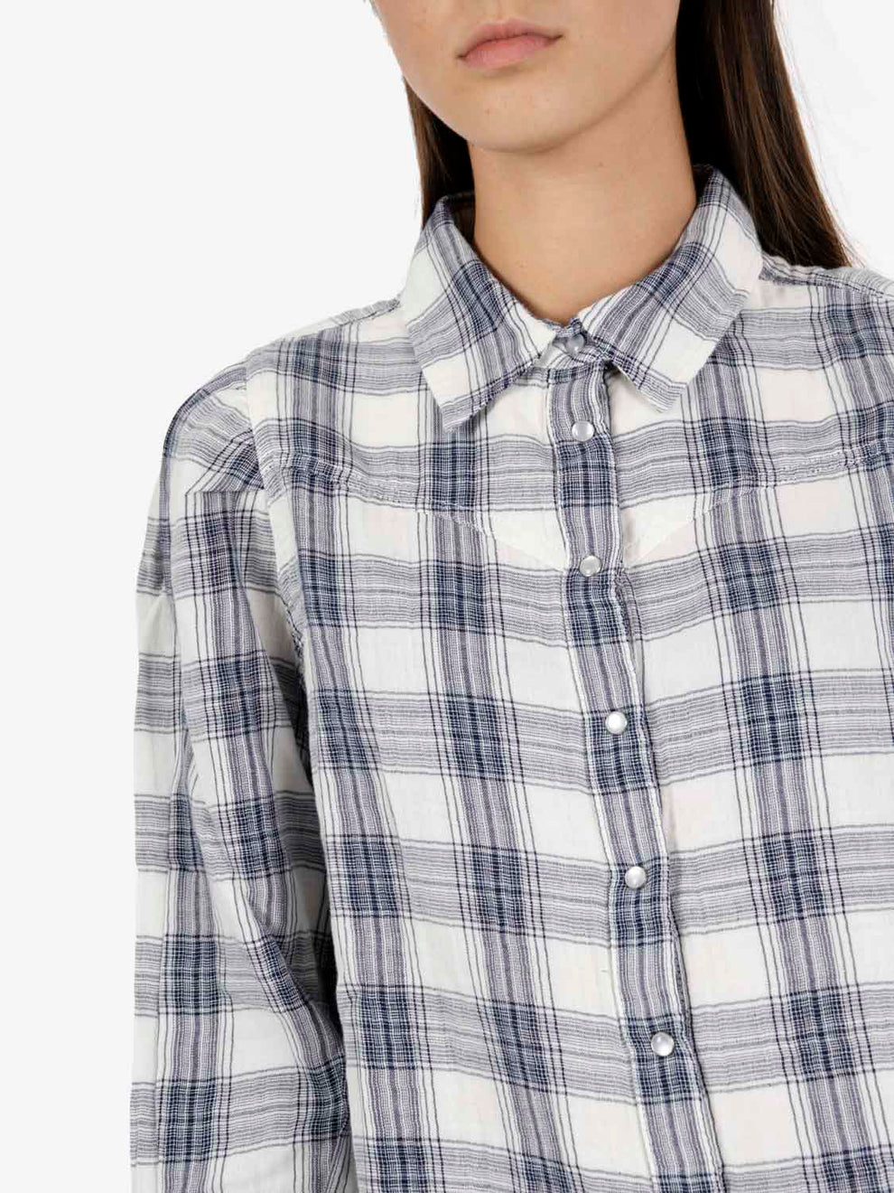 Juna western shirt plaid peacot blue