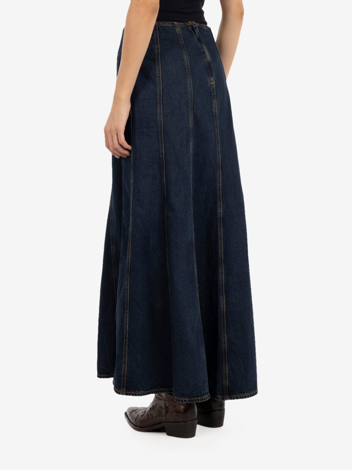 Seamed Slare skirt high vibration Vlean med indigo