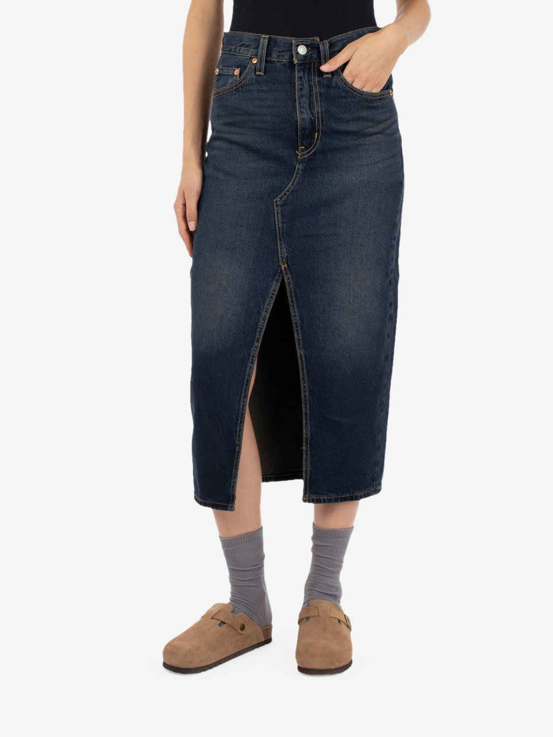 Decon Slit midi skirt High Vibration Skirt - Dark Wash