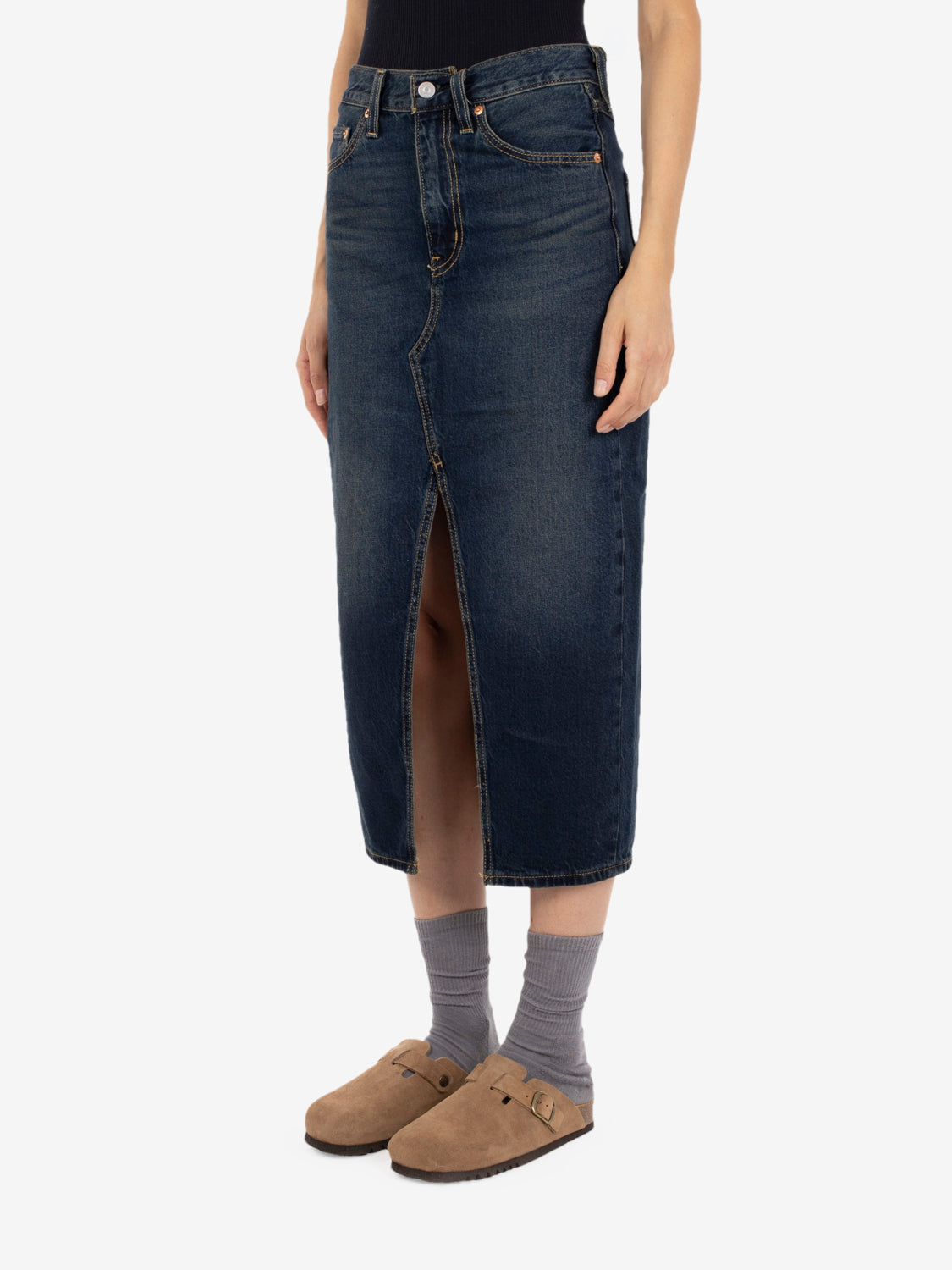 Decon Slit midi skirt High Vibration Skirt - Dark Wash