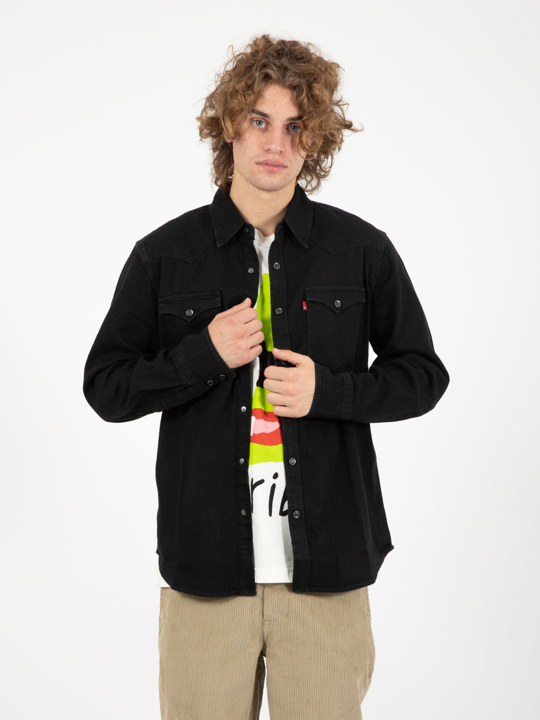 Camicia Barstow western standard marble black