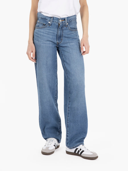 Jeans baggy dad heavy check blu