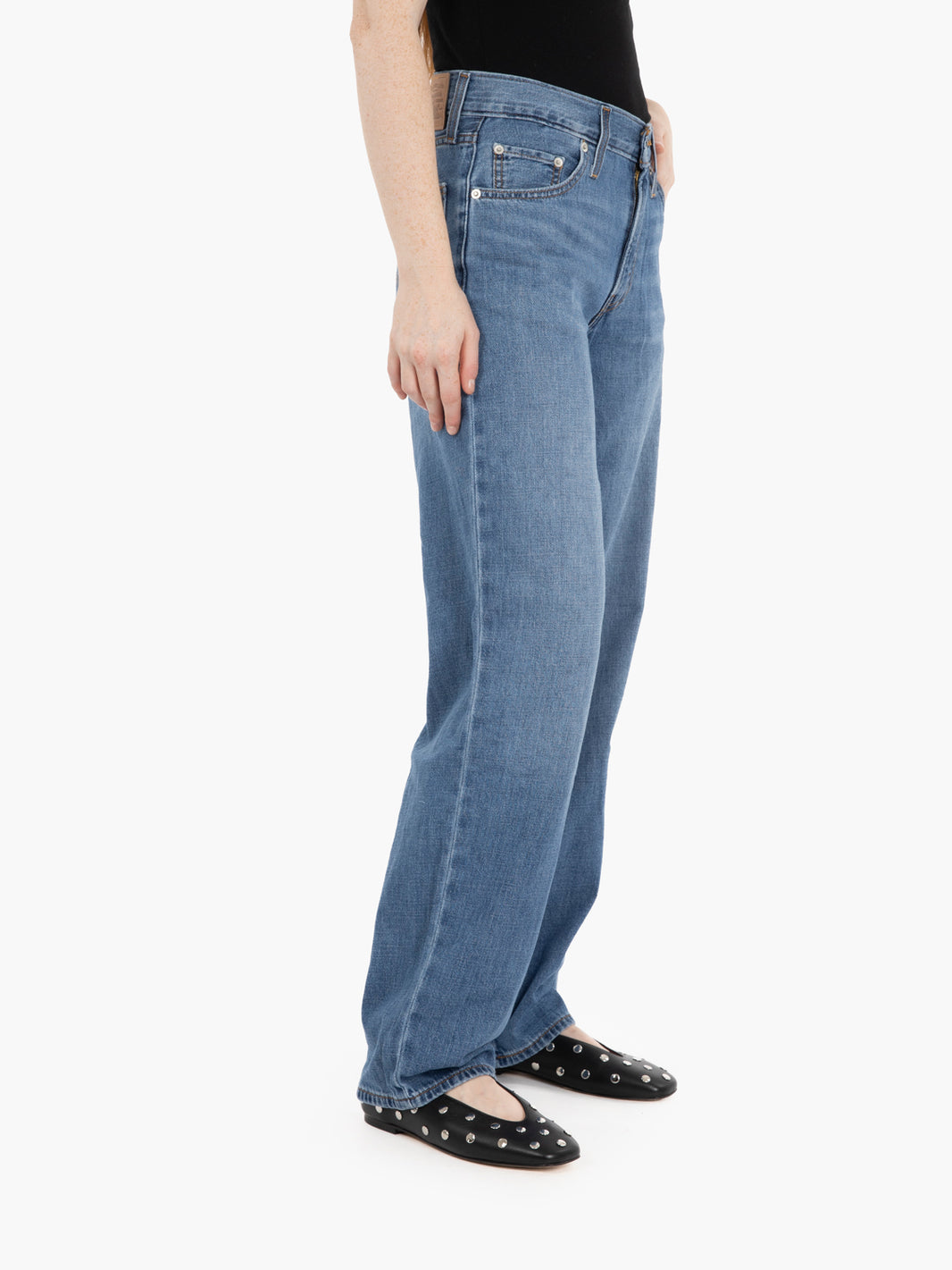 Blue heavy check baggy dad jeans 