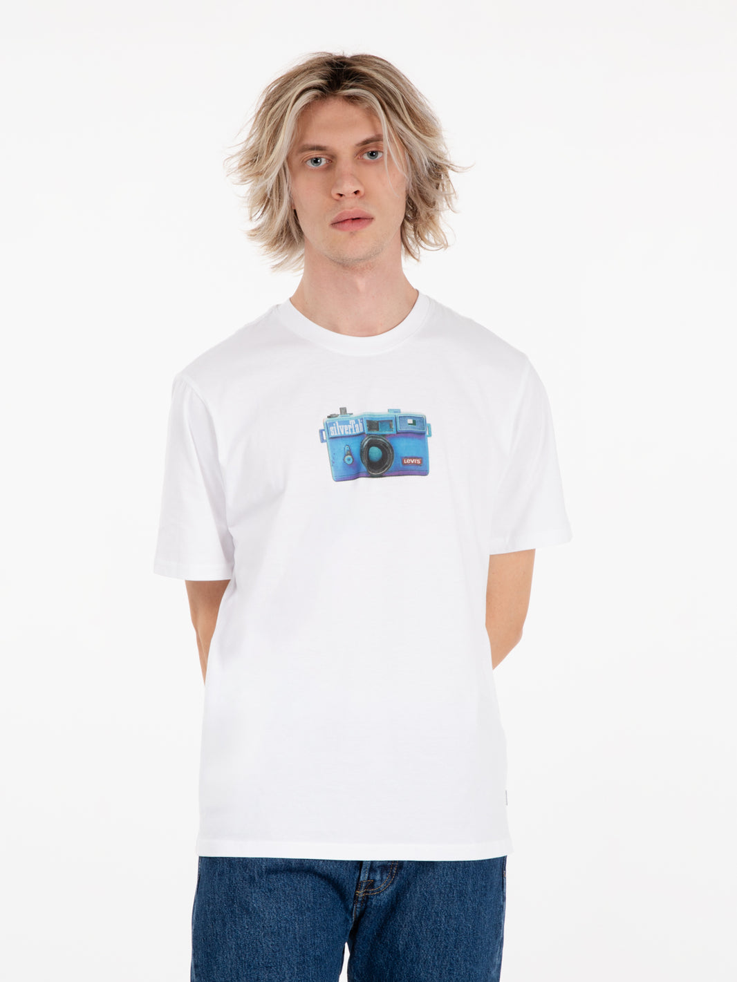 Relaxed fit tee con stampa white