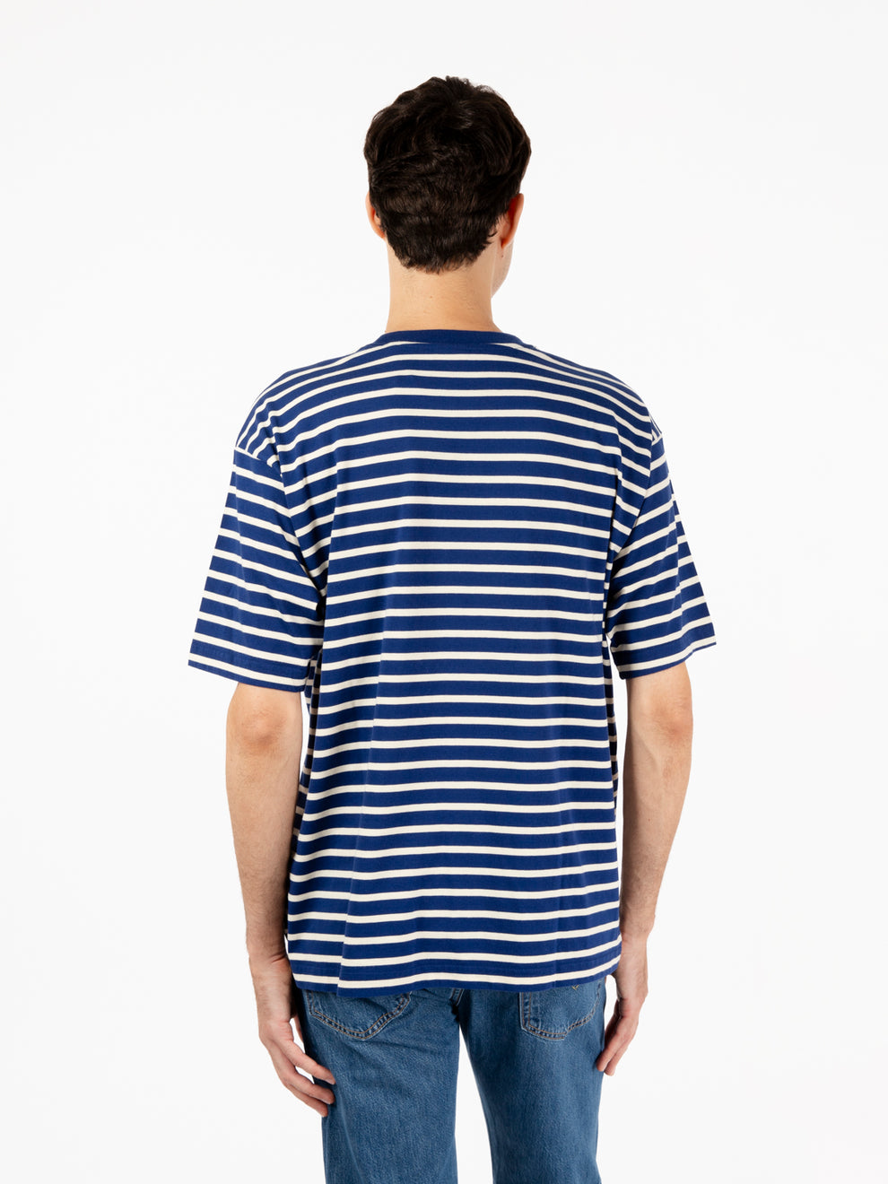 Skate graphic box tee breton stripe cream / blue