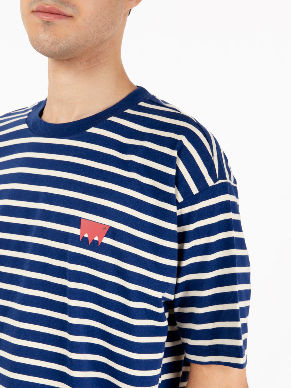 Skate graphic box tee breton stripe cream / blue