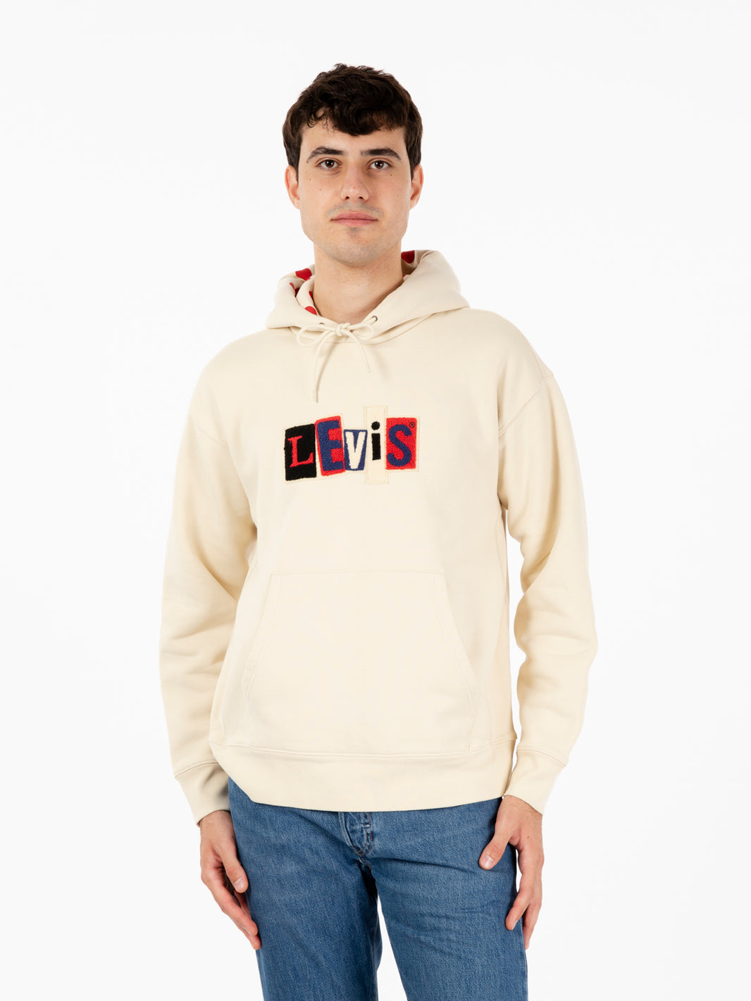 Skate hooded sweatshirt angora dots cream / red