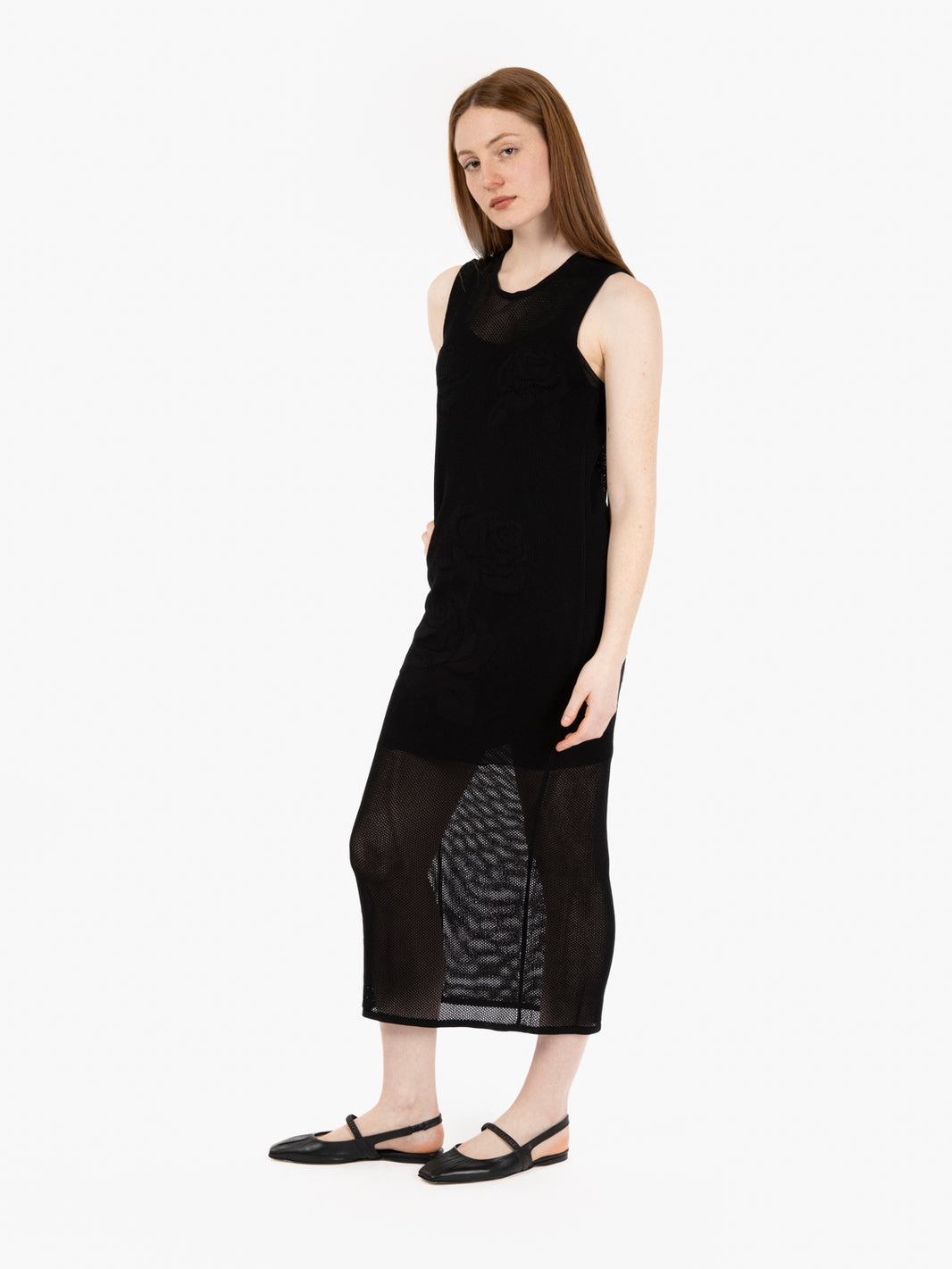 Knit dress with black slip
