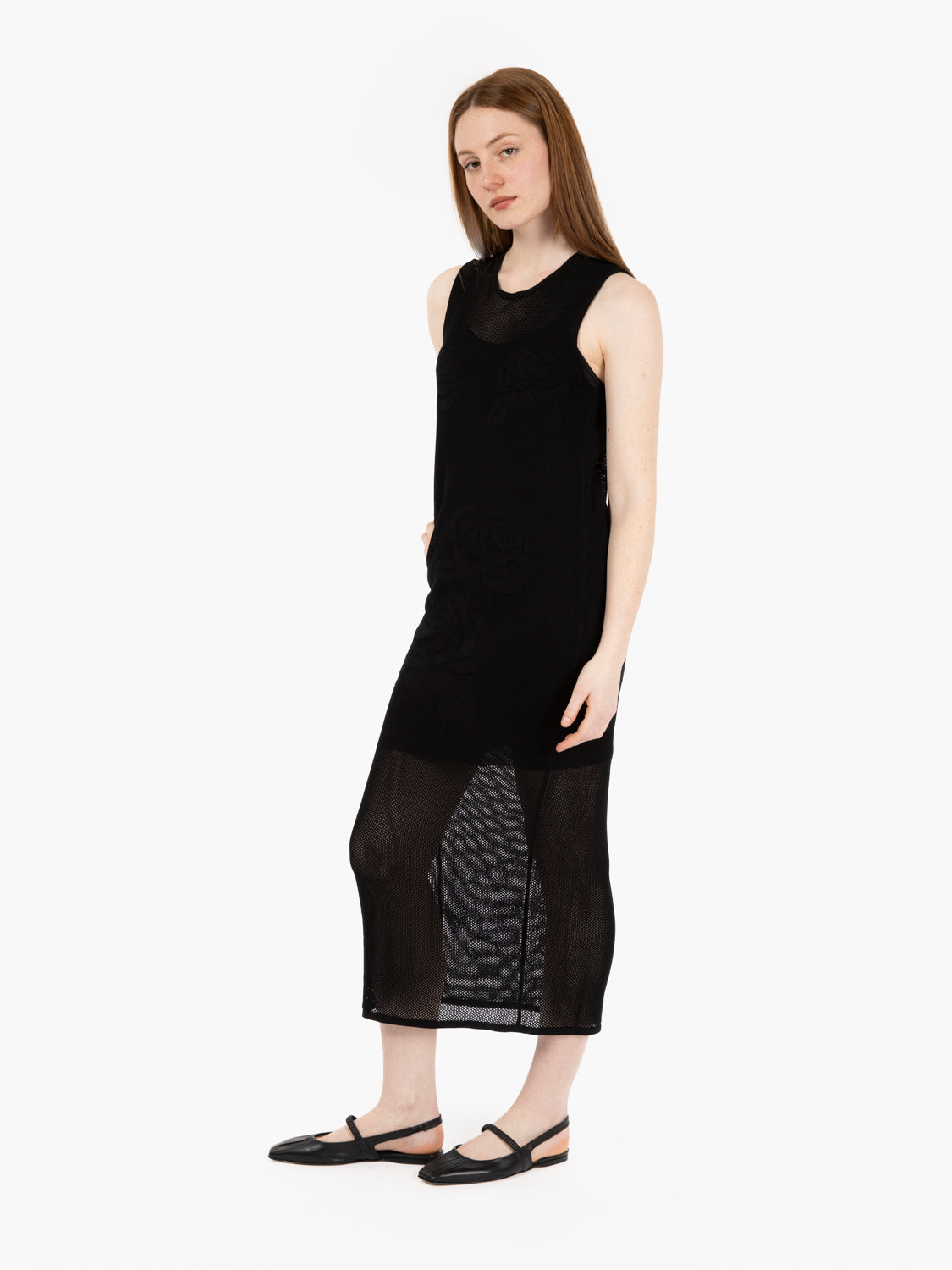 Knit dress with black slip