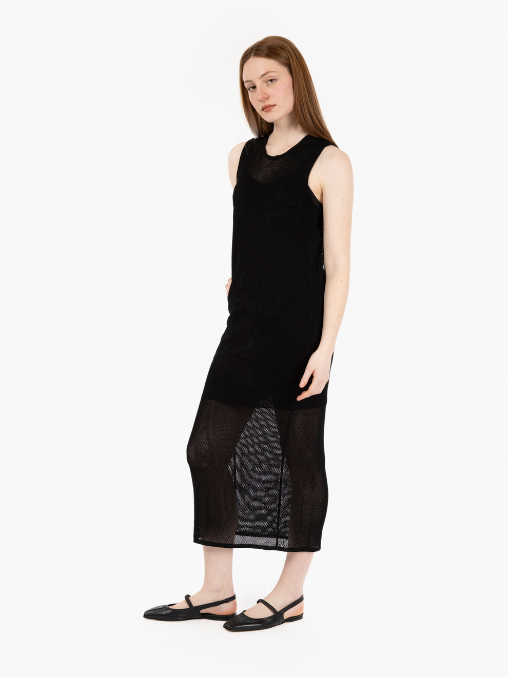 Knit dress with black slip