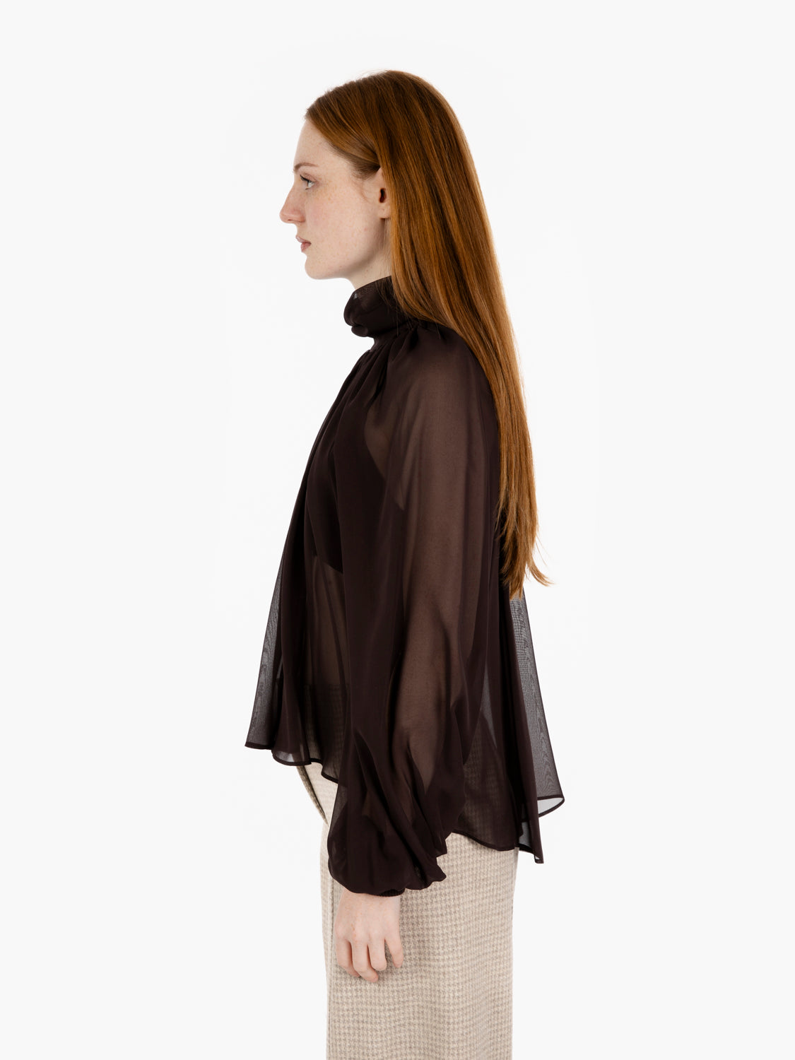 Blusa in seta Fayette fondente