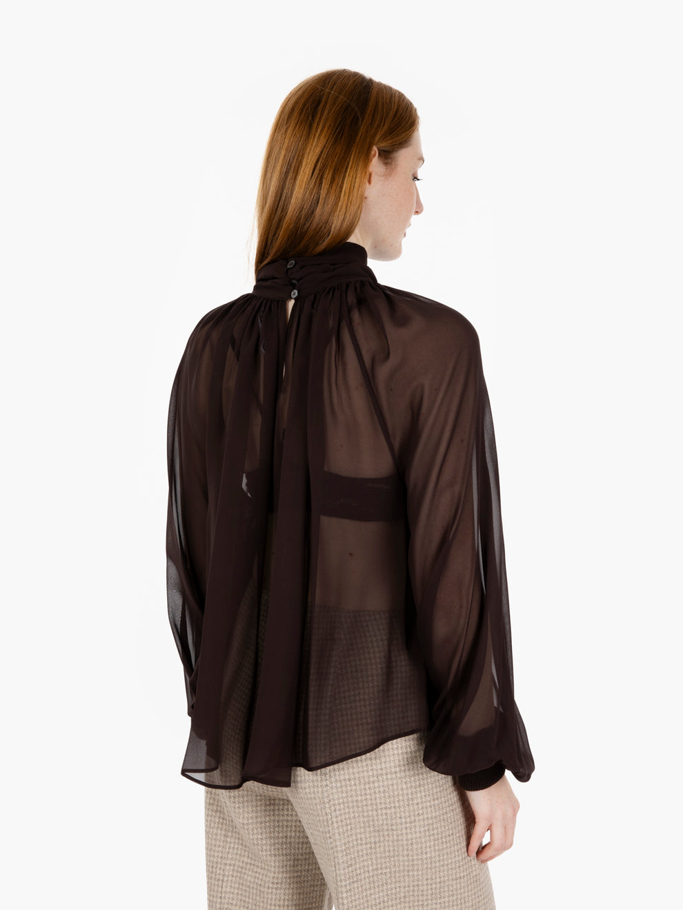Blusa in seta Fayette fondente