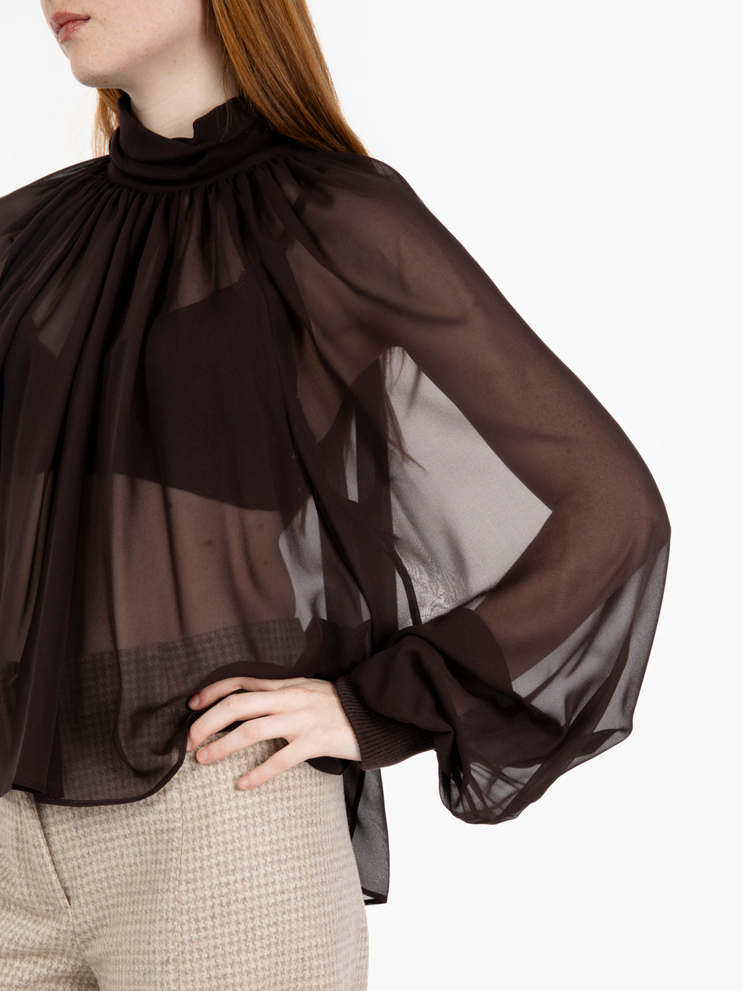 Blusa in seta Fayette fondente