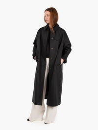 Long coat with maxi pockets black