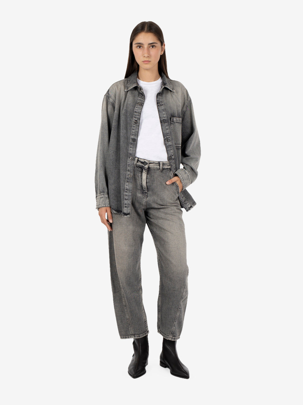 Giacca camicia denim Sienna dirty grey