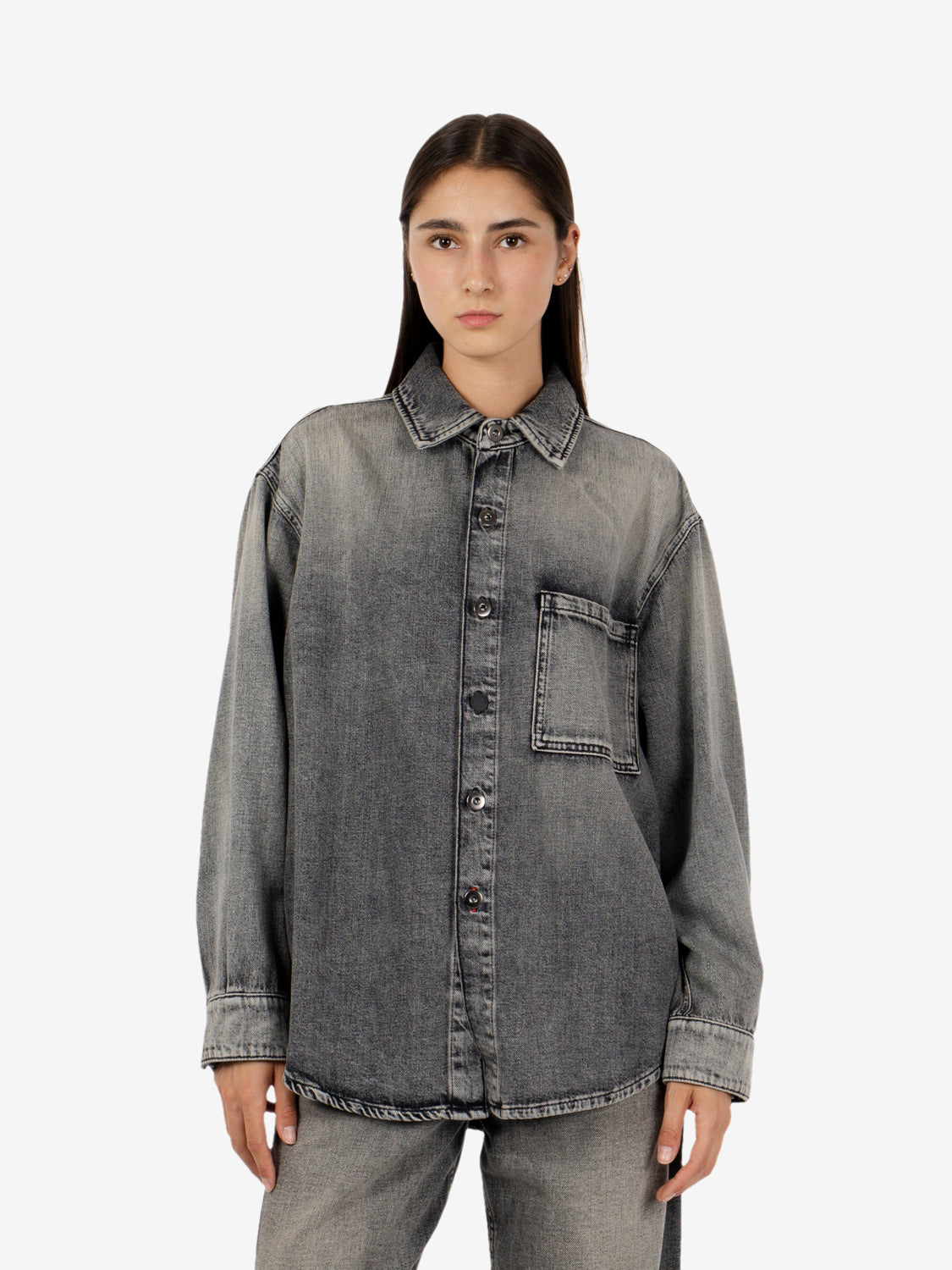 Giacca camicia denim Sienna dirty grey