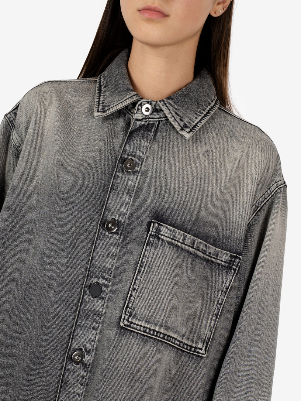 Giacca camicia denim Sienna dirty grey