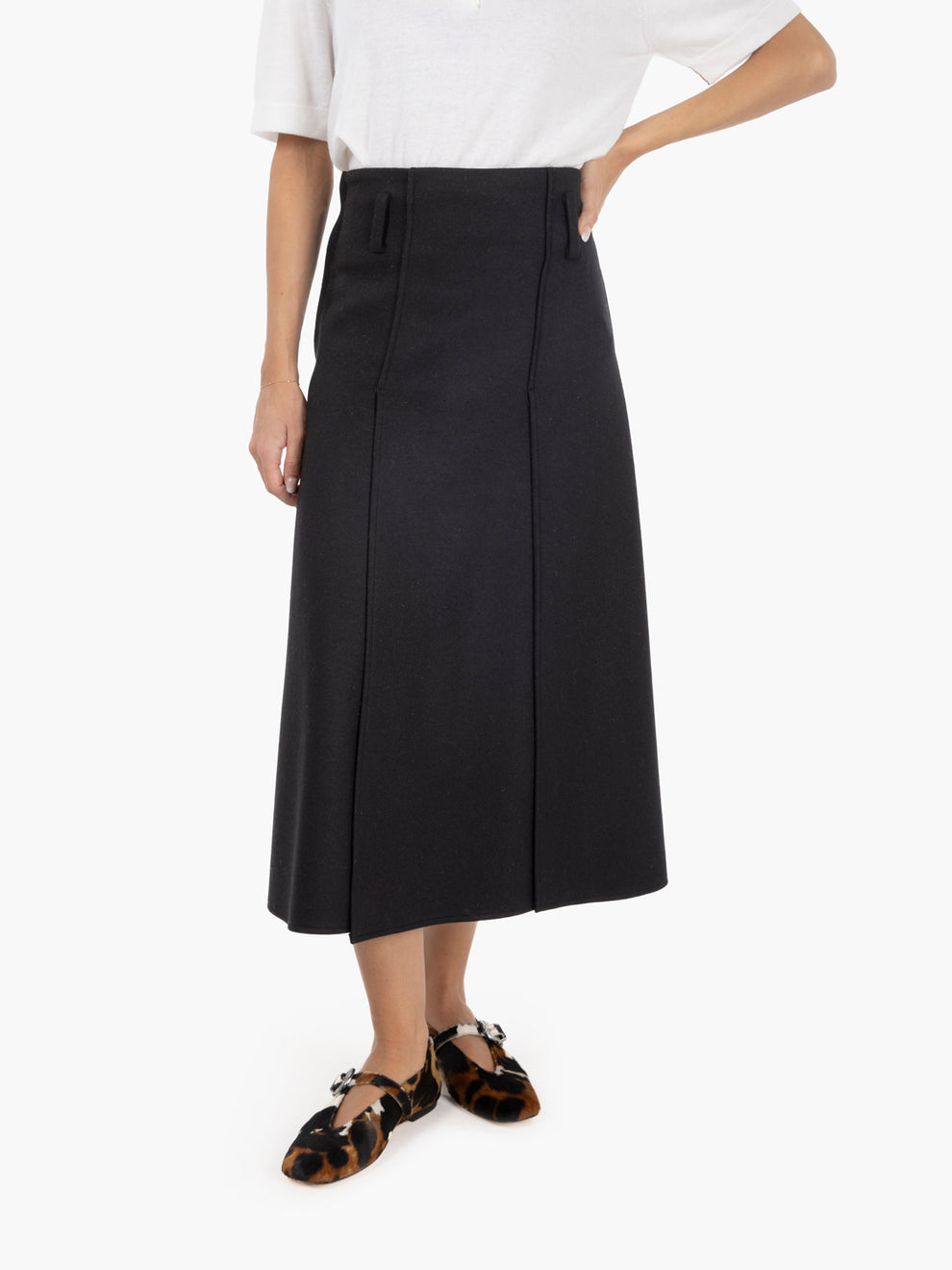 Tisha black midi skirt