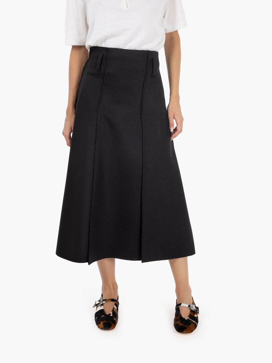 Tisha black midi skirt